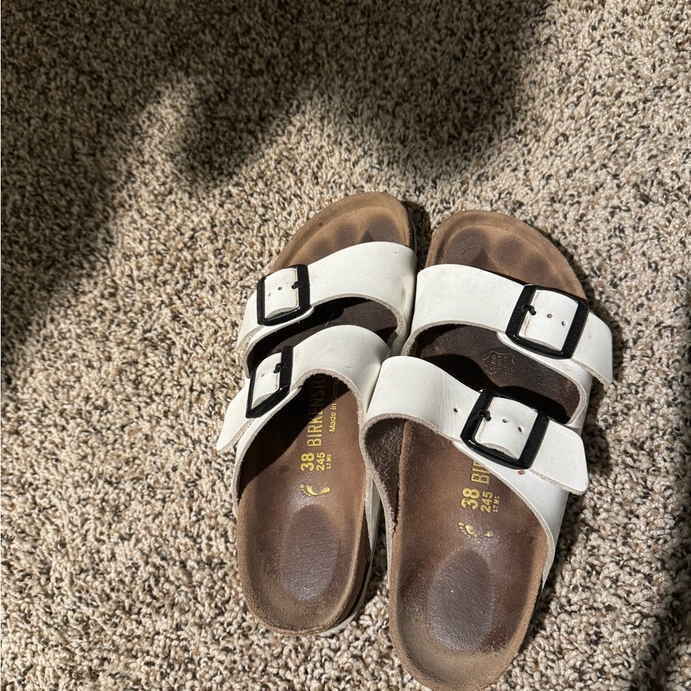 White Arizona Birkenstock Sandals